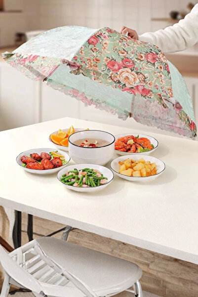 Generic Umbrella-shaped food cover with an elegant floral pattern