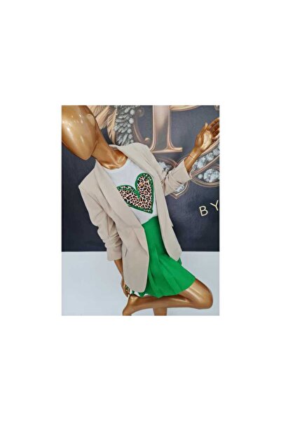 OEM WHITE T-SHIRT GREEN HEART - WHITE, ONE SIZE