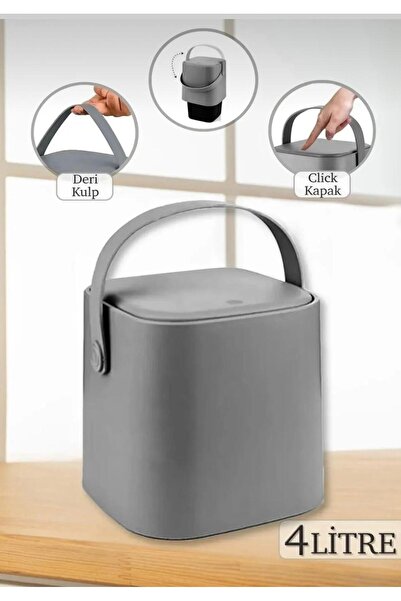 VOCO Click Kapaklı Tutma Saplı,İçi Kovalı Tezgah Üstü Mutfak Çöp Kovası