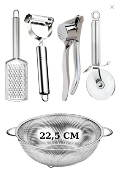 Online Kapında 5 Pieces 22.5 cm Grater, Peeler, Garlic Press, Dough Roller