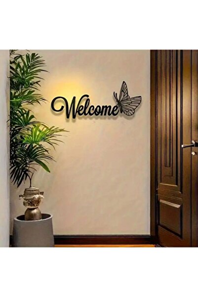 ZERDA DEKOR Basit Şık Kelebek Desenli Hoş Geldiniz Tabelası Ev Ofis Dekoru İç...