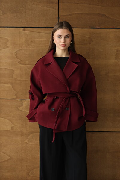 FEHUBLOOM PALTON PREMIUM DE DAMĂ, CULOARE BORDO, CU CĂPĂTĂ.