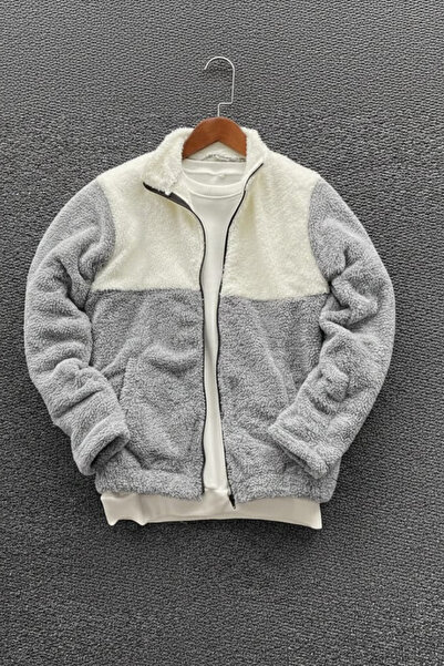 İnsane Minds Color Block Zippered Plush Jacket