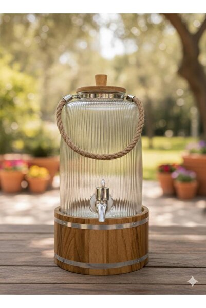 Kosova BAMBU KAPAK STANDLI MUSLUKLU CAM SEBİL