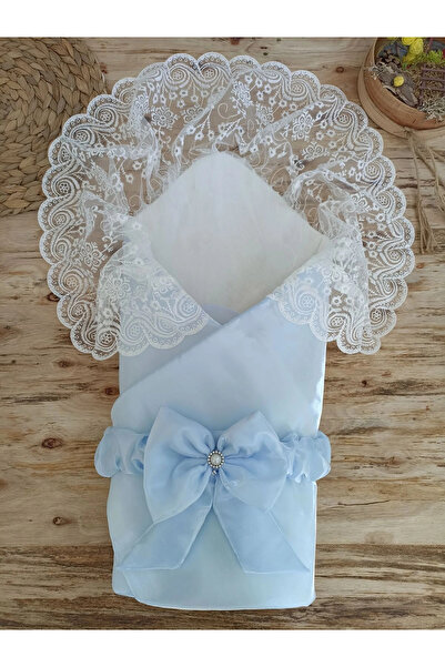 Marsilyan Newborn Dove Pearl Bow Crystal Shiny Veil Swaddle Baby Blanket