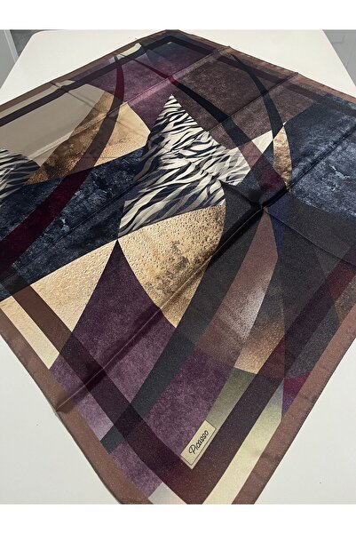 Picasso İpek Görünümlü Mürdüm Kristal Eşarp – Twill Şık Tasarım 90x90