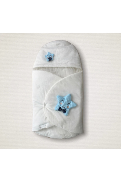 Marsilyan Newborn Double Star Detailed Hat and Veil Classic Swaddle Baby Blanket
