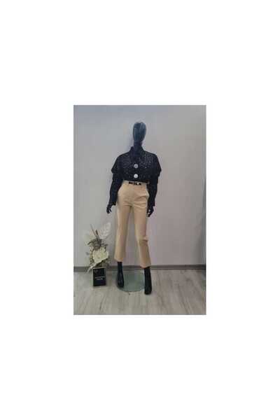 OEM CREAM PANTS WITH SMALL BELT - BROWN, M