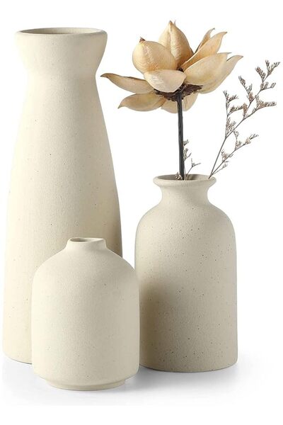 The Bros Ceramic Vase Set 3 Pcs, Boho Home Decor Vase, Modern Vases for Decor, Dried Flower Decor, R
