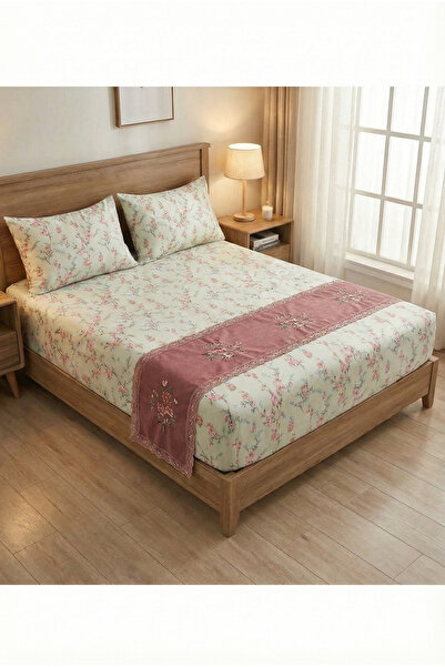 Home طقم ملاءات سرير مطاطية مزدوجة بنقشة زهور من باتال بوي