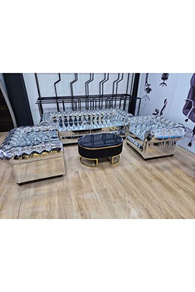 ENG OFİS MOBİLYALARI ORGINAL SILVER CHESTER OTURMA GRUBU 3+1+1