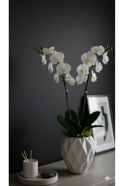 Lui Tasarım Crystal Series Handmade Ceramic White Color Vase (14 cm)