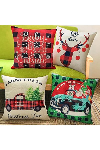The Bros Christmas Decorations, Merry Christmas Throw Pillow Covers 18 x 18 Inches Set of 4