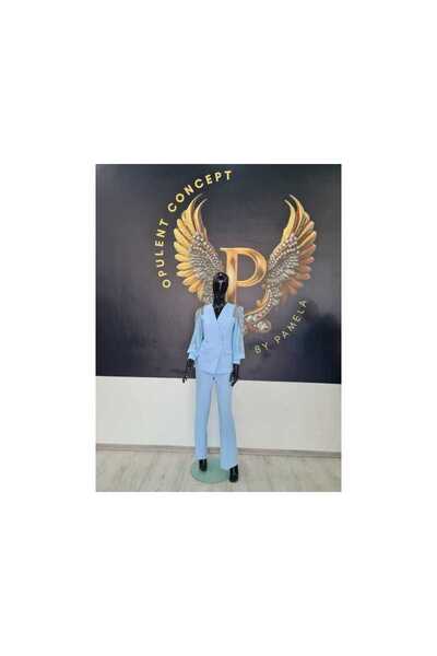 OEM BABY BLUE COSTUME SLEEVED VEIL RHINESTONE ON THE SHOULDER - BABY-BLUE, 36