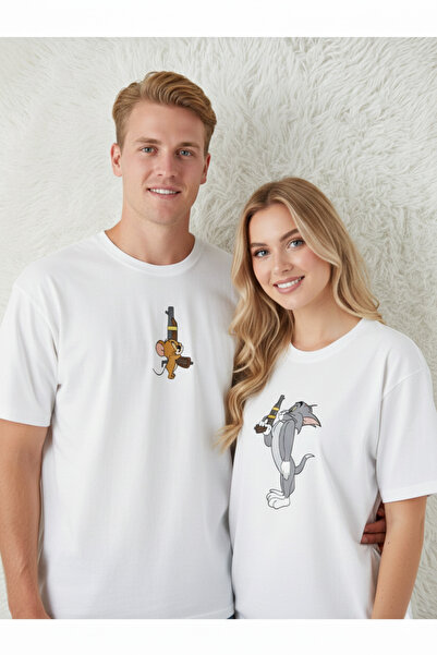 Modaikon Unisex Women Men Tom and Jerry Duel Printed Lover Couple T-Shirt Com...