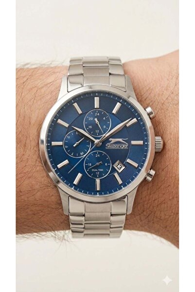 Slazenger Men's Multifunction Wristwatch 43 mm Steel Case, Blue Dial, 5 Atm W...