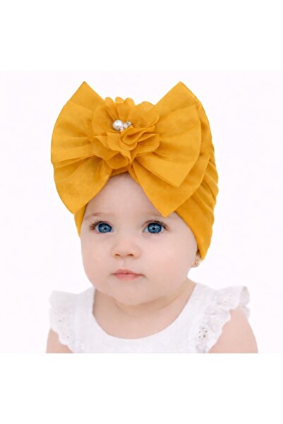 Pure Boutique Caciulita galben mustar tip turban cu funda din satin aplicata ...
