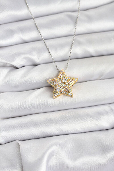 Skygo 316L Steel Chain Silver Color Chain with Gold Star Model Women's Necklace - Tj-Bko10679