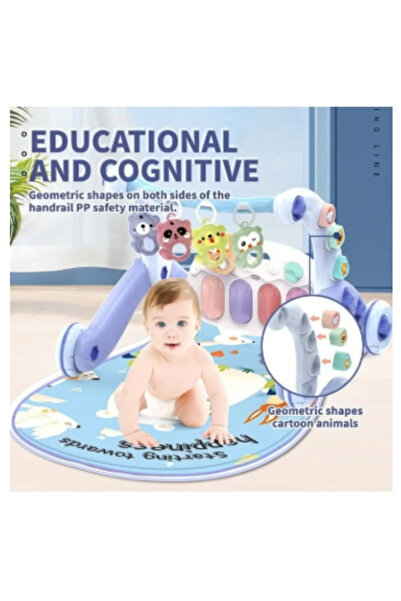 LAOBAN 6-in-1 Baby Walker, Multifunctional Baby Play Mat, Baby Gym Mat with Kick BLUE