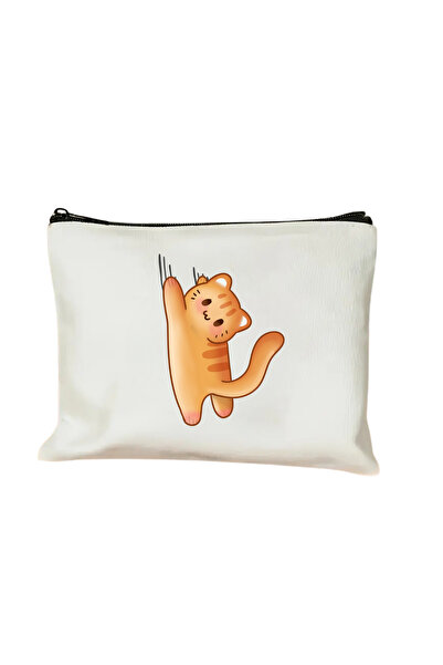 Elbasan Tekstil حقيبة مكياج قماشية منظمة بتصميم القطط المتسلقة