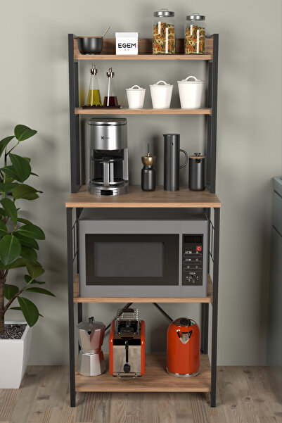 moontime alaçatı Çok Amaçlı Mutfak Köşesi, Mikrodalga ve Kavanoz İçin Şık Raf