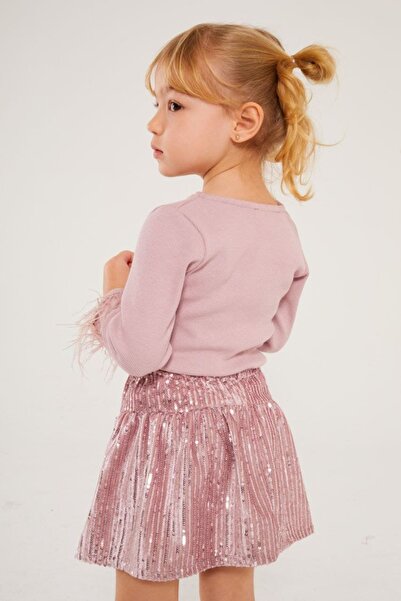 Pinkitokids Set cu fustă cu paiete-Roz
