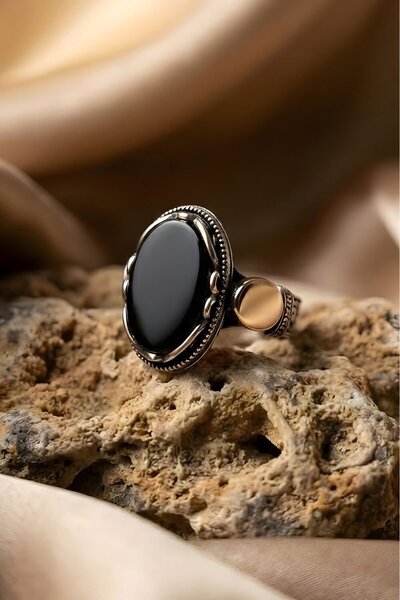 Takıdepo Payitaht Model Oniks Taşlı Gümüş Erkek Yüzük