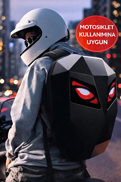 MEDUSHOP Led Eyed Hard Shell Motorcycle Backpack – Laptop Compatible, Shockproof