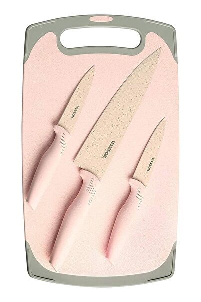 The Bros Winsor Cutting Board Knife Set, Pink