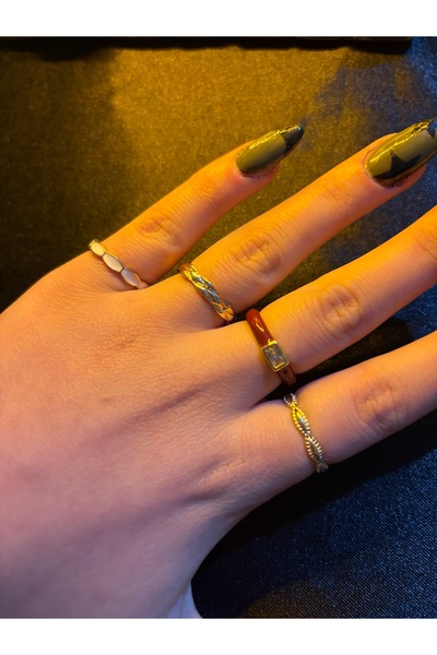 miaccessory 4 lü çelik gold yüzük seti