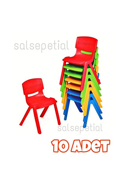 Salsepetial 10'lu Çocuk Sandalyesi Renkli Anaokulu Ve Kreş Sandalyesi 10 Adet