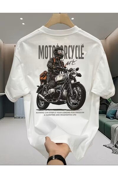 LELVANİ تي شيرت بطباعة منقوشة للدراجات النارية