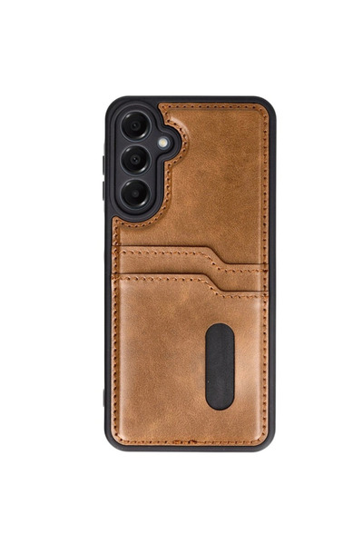 magicool حافظة سامسونج جالاكسي S24 Fe حافظة جلدية مع بطاقة سارة - أسمر