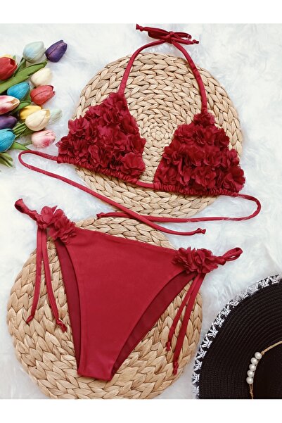 bright moon Women's Floral Bikini Set (Without Filling)