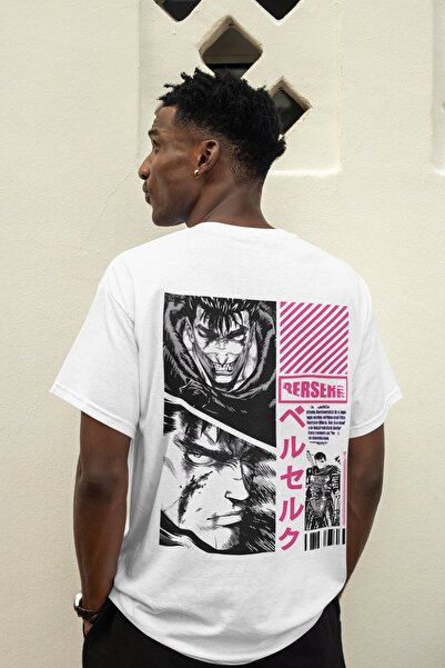 SEVBANO Tricou unisex supradimensionat cu imprimeu Guts Berserk pe spate, sti...