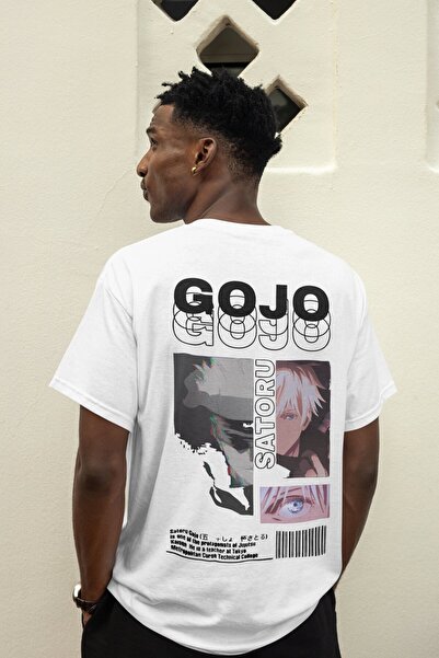 SEVBANO Tricou anime unisex supradimensionat cu imprimeu pe spate Gojo Satoru...