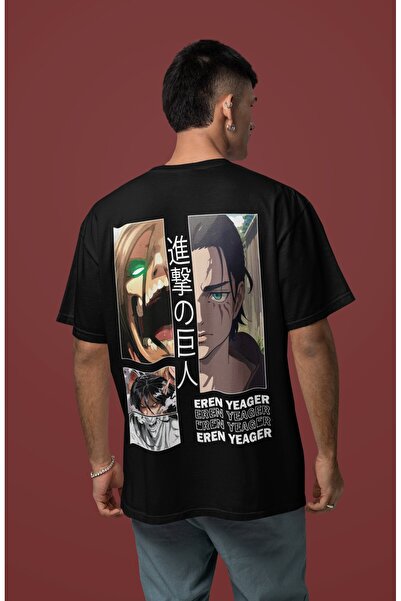 SEVBANO Tricou anime oversize unisex cu imprimeu pe spate Attack On Titan Ere...