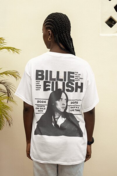 SEVBANO تي شيرت بيلي إيليش راك مطبوع للجنسين قصة فضفاضة للمغنيين