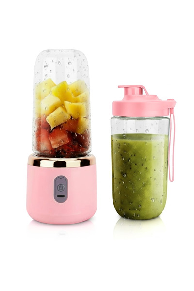 easyCTRL Mini Portable Blender, 2 Containers, 400ml, 6 Blades, USB-C, 45W, Lid Included, PINK, easyCTRL®