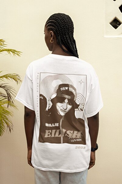 SEVBANO تي شيرت بيلي إيليش راك مطبوع للجنسين قصة فضفاضة للمغنيين