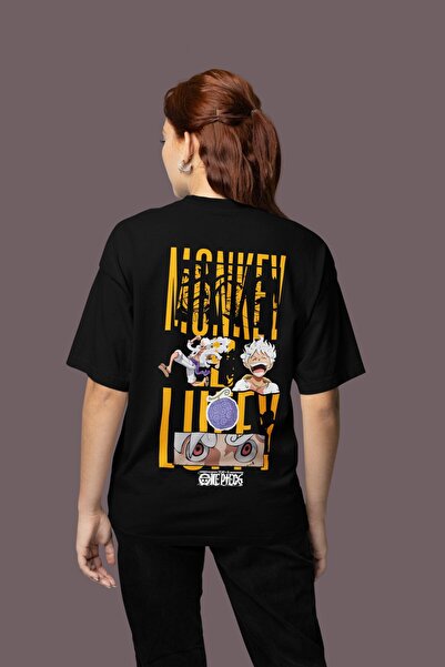 SEVBANO Μπλουζάκι με στάμπα Monkey D. Luffy One Piece στην πλάτη, Unisex, Ove...