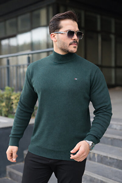 comstar Чоловічий светр з напіврибальським коміром, щоденний, з трикотажу, кольору нефті