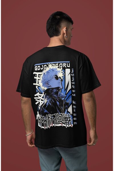 SEVBANO Tricou anime unisex supradimensionat cu imprimeu pe spate Gojo Satoru...