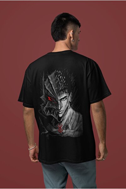 SEVBANO Tricou unisex supradimensionat cu imprimeu Guts Berserk pe spate, sti...