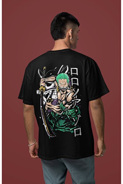SEVBANO Tricou unisex oversize cu imprimeu pe spate One Piece Roronoa Zoro