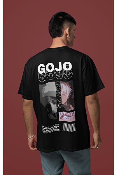 SEVBANO Tricou anime unisex supradimensionat cu imprimeu pe spate Gojo Satoru...