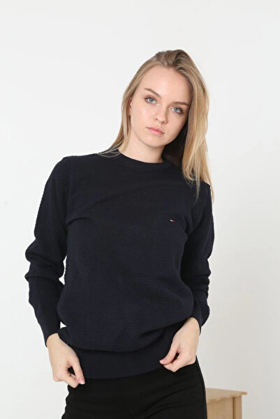 ruum fashions Women's Embroidered Petal Knitwear Sweater - Navy Blue
