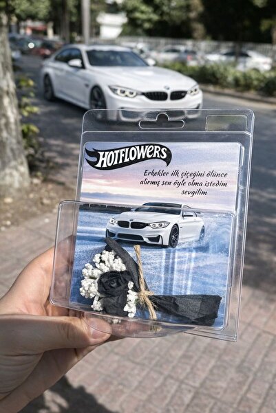 HEY GİDİ GİFT HotFlowers BMW Serisi Siyah Araba Tasarımlı Kutu İçi Mini Çiçek...