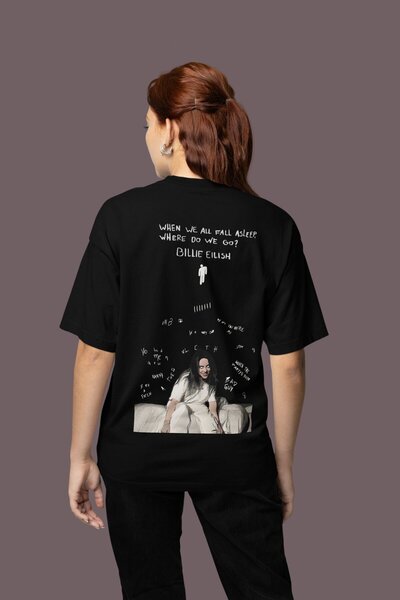 SEVBANO Σχεδιασμός Billie Eilish με στάμπα στην πλάτη, Unisex Oversize T-shir...