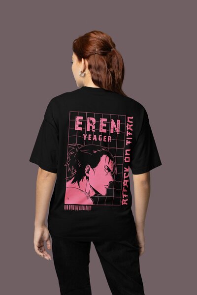 SEVBANO Μπλουζάκι με στάμπα στην πλάτη Attack On Titan, Unisex Oversize, με τ...